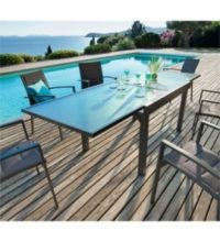 דגם סט גינה אלומיניום נפתח מ1.35 ל2.70 כולל 4 כיסאות